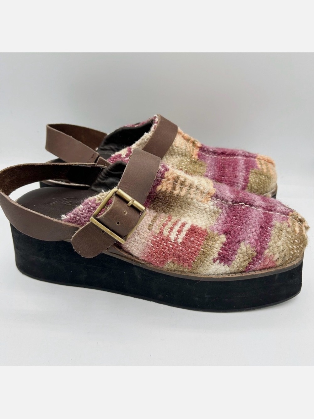 Free People Pink & Brown Platform Slingback Clogs - Picture 2 of 6